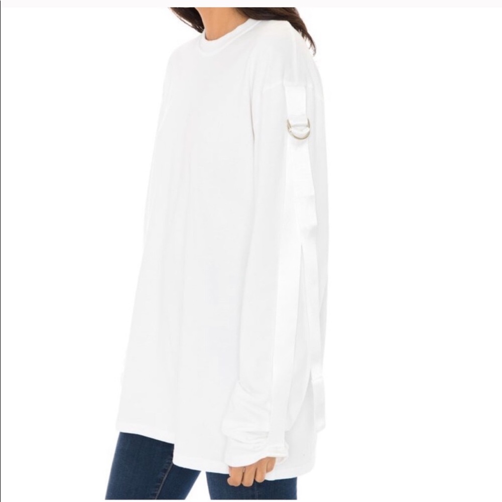 lf white long sleeve with straps on side